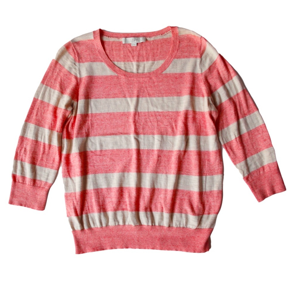 Ann Taylor Loft LG Striped Crew Neck Sweater EUC
